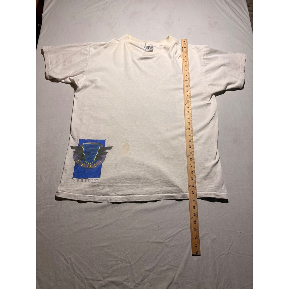 Vintage 1991 Speedo Sport Graphic T-Shirt Mens XL White Made in USA 90s Swim